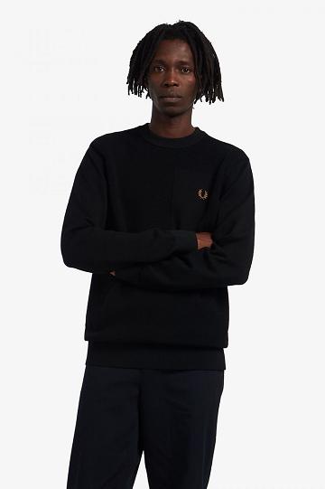 Fred Perry Textured Merino Jumper Miesten Neuleet Mustat | FI 1725UZGT